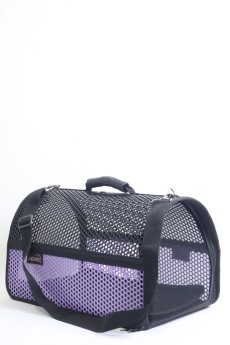 Migno Pet - 0542 220 38 06 | MİGNO FLYBAG Voyager Fileli Model Kedi Köpek Taşıma Çantaları - Siyah - Mor