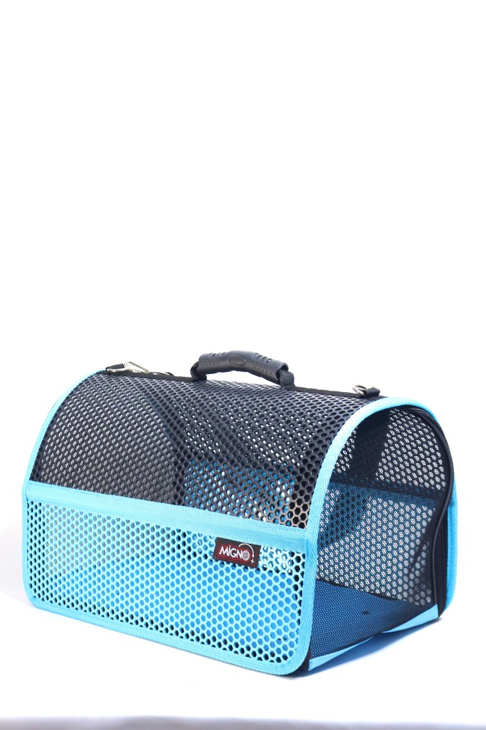 Migno Pet - 0542 220 38 06 | MİGNO FLYBAG Voyager Fileli Model Kedi Köpek Taşıma Çantaları - Turkuaz-Siyah