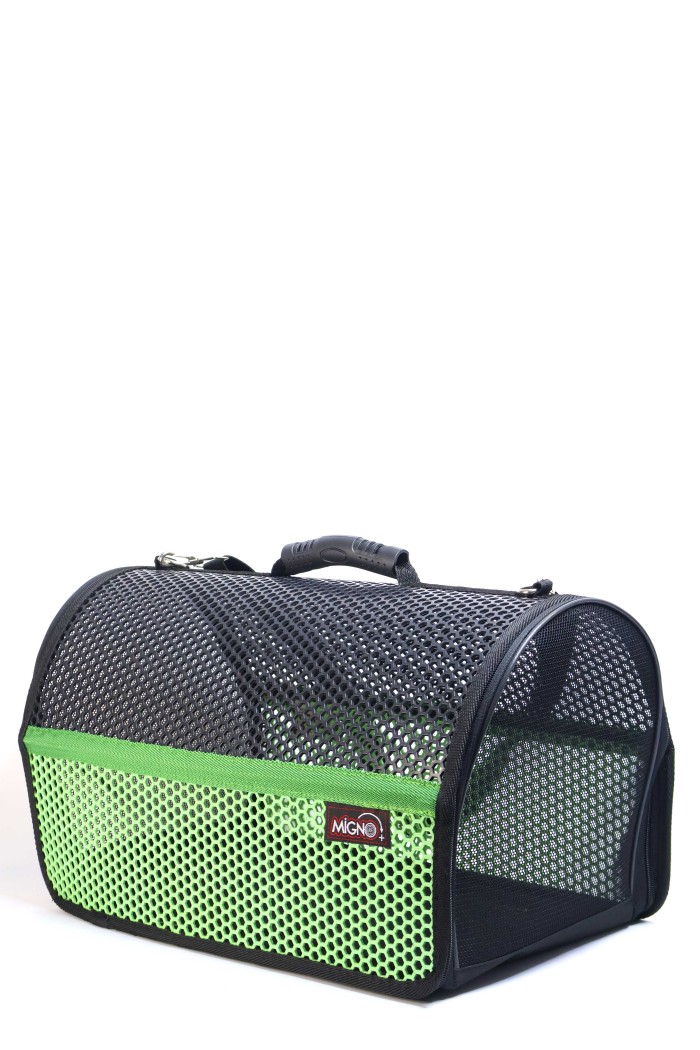 Migno Pet - 0542 220 38 06 | MİGNO FLYBAG Voyager Fileli Model Kedi Köpek Taşıma Çantaları - Yeşil-Siyah