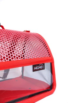 Migno Pet - 0542 220 38 06 | MİGNO FLYBAG Voyager Fileli-Şeffaf Model Kedi Köpek Taşıma Çantaları - Kırmızı