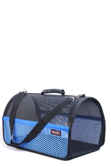 Migno Pet - 0542 220 38 06 | MİGNO FLYBAG Voyager Fileli Model Kedi Köpek Taşıma Çantaları - Mavi-Siyah