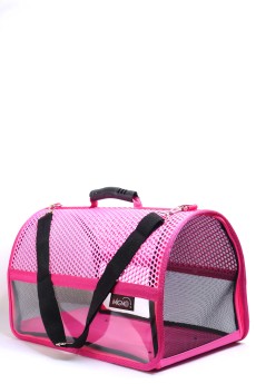 Migno Pet - 0542 220 38 06 | MİGNO FLYBAG Voyager Fileli-Şeffaf Model Kedi Köpek Taşıma Çantaları - Pembe