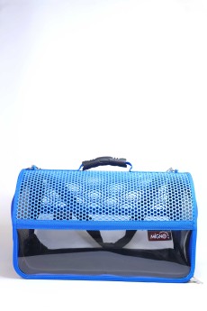 Migno Pet - 0542 220 38 06 | MİGNO FLYBAG Voyager Fileli-Şeffaf Model Kedi Köpek Taşıma Çantaları - Mavi