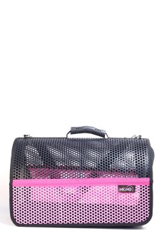 Migno Pet - 0542 220 38 06 | MİGNO FLYBAG Voyager Fileli Model Kedi Köpek Taşıma Çantaları - Pembe-Siyah