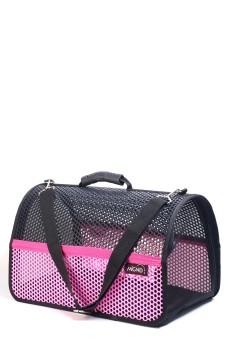 Migno Pet - 0542 220 38 06 | MİGNO FLYBAG Voyager Fileli Model Kedi Köpek Taşıma Çantaları - Pembe-Siyah