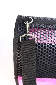 Migno Pet - 0542 220 38 06 | MİGNO FLYBAG Voyager Fileli Model Kedi Köpek Taşıma Çantaları - Pembe-Siyah