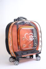 MİGNO Prestige Model Fileli-Şeffaf Kedi Köpek Taşıma Çantaları Büyük - Turuncu