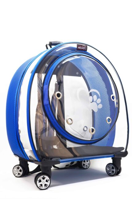 MİGNO Jumbo Model Kedi Köpek Taşıma Çantası Şeffaf Fileli Mavi