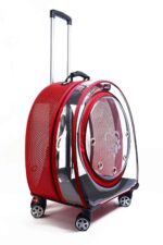 MİGNO Jumbo Model Kedi Köpek Taşıma Çantası Şeffaf Fileli Kırmızı - Görsel 2