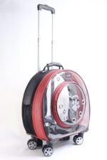 MİGNO Büyük Fileli Model Kedi Köpek Taşıma Çantası Siyah - Kırmızı - Görsel 2