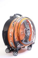 MİGNO Space Model Kedi Köpek Taşıma Çantası Fileli Şeffaf Turuncu - Görsel 2