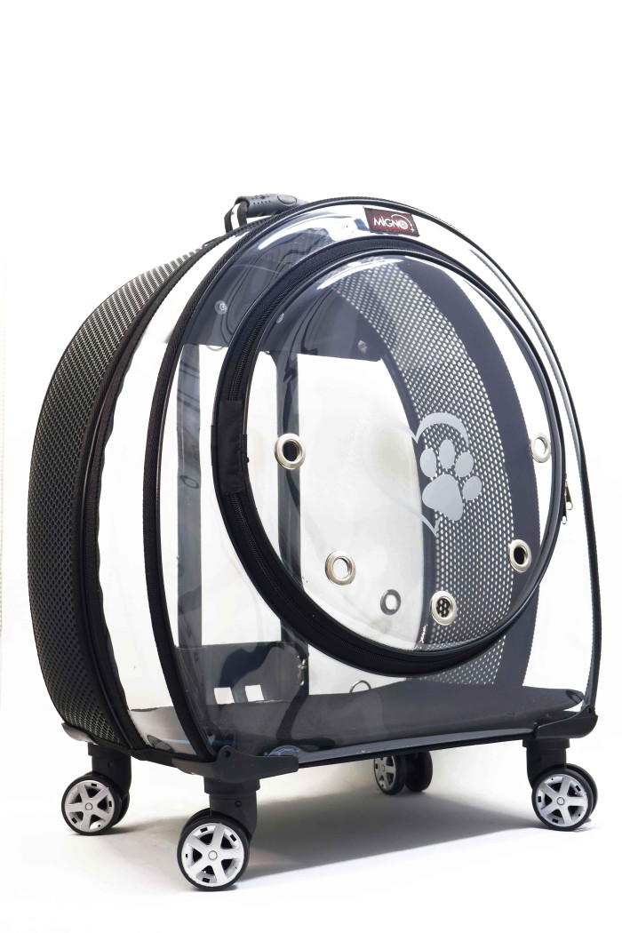 0ecfb44b0e35c47be999356593063a38.jpg MİGNO Jumbo Model Kedi Köpek Taşıma Çantası Şeffaf Fileli Siyah - Görsel 1