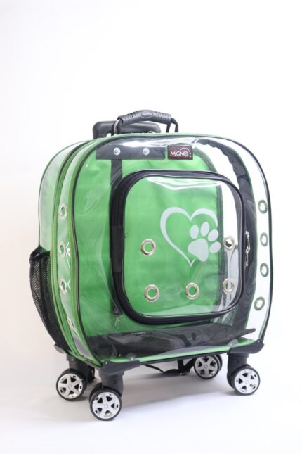 MİGNO Prestige Model Şeffaf Kedi Köpek Taşıma Çantaları Büyük - Yeşil