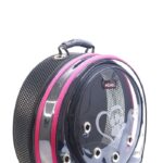 MİGNO Astronot Model Kedi Köpek Taşıma Çantası Şeffaf Fileli Siyah Pembe