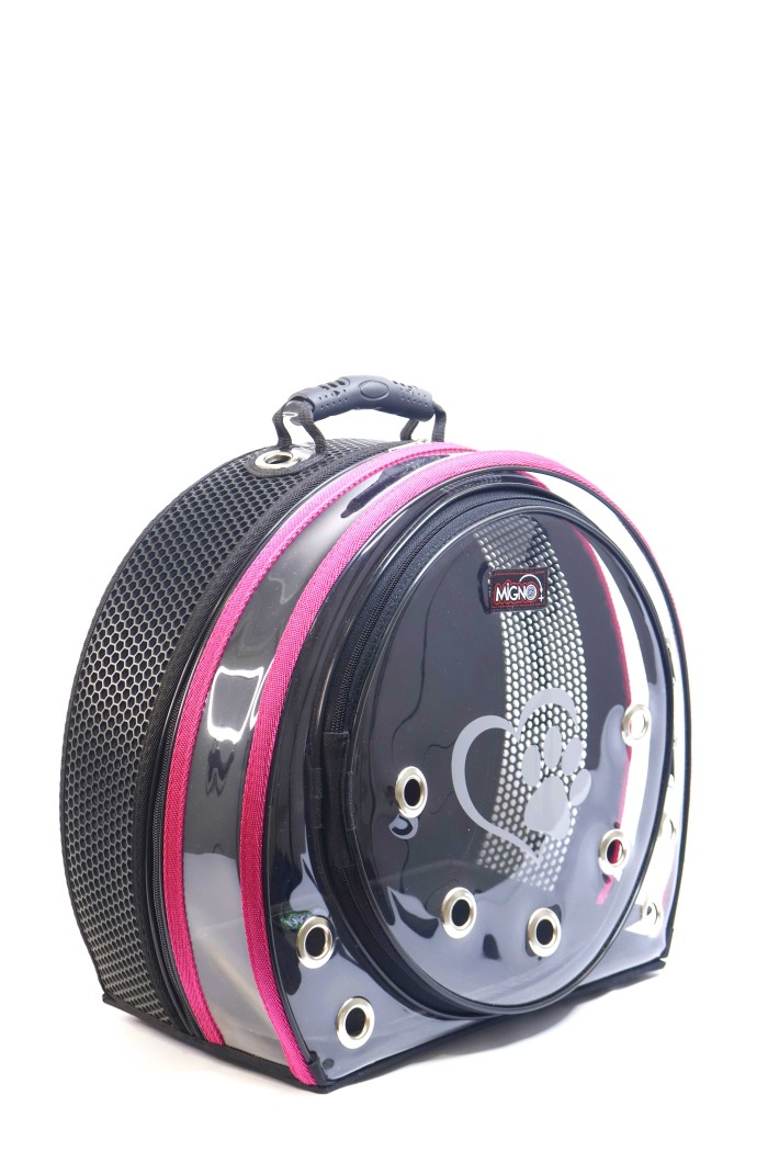 1273f9dc959bd44f6a0458c7adf81bb8.jpg MİGNO Astronot Model Kedi Köpek Taşıma Çantası Şeffaf Fileli Siyah Pembe - Görsel 1