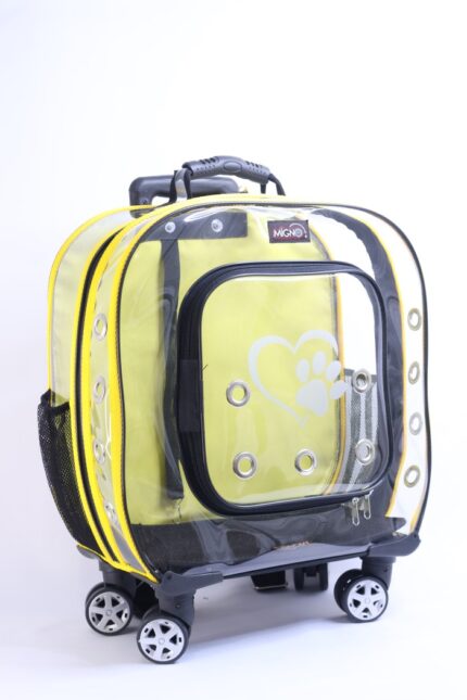 MİGNO Prestige Model Şeffaf Kedi Köpek Taşıma Çantaları Büyük - Sarı