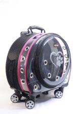 MİGNO Space Model Kedi Köpek Taşıma Çantası Fileli Şeffaf Pembe - Görsel 3