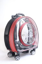 MİGNO Büyük Fileli Model Kedi Köpek Taşıma Çantası Siyah - Kırmızı