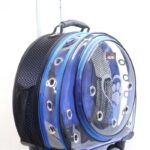 MİGNO Space Model Kedi Köpek Taşıma Çantası Fileli Şeffaf Mavi