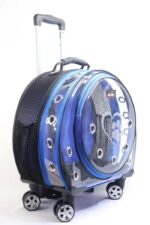 MİGNO Space Model Kedi Köpek Taşıma Çantası Fileli Şeffaf Mavi