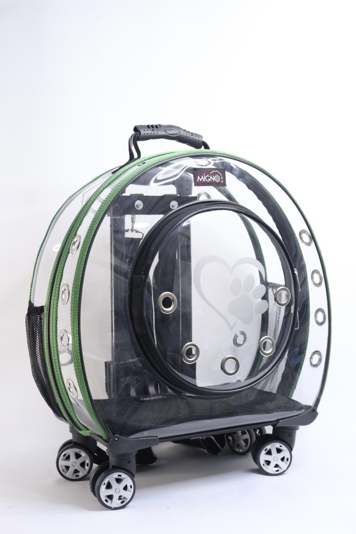 2545da513e718bd9841604cd2cb236df.jpg MİGNO Büyük Şeffaf Model Kedi Köpek Taşıma Çantası Yeşil - Görsel 1
