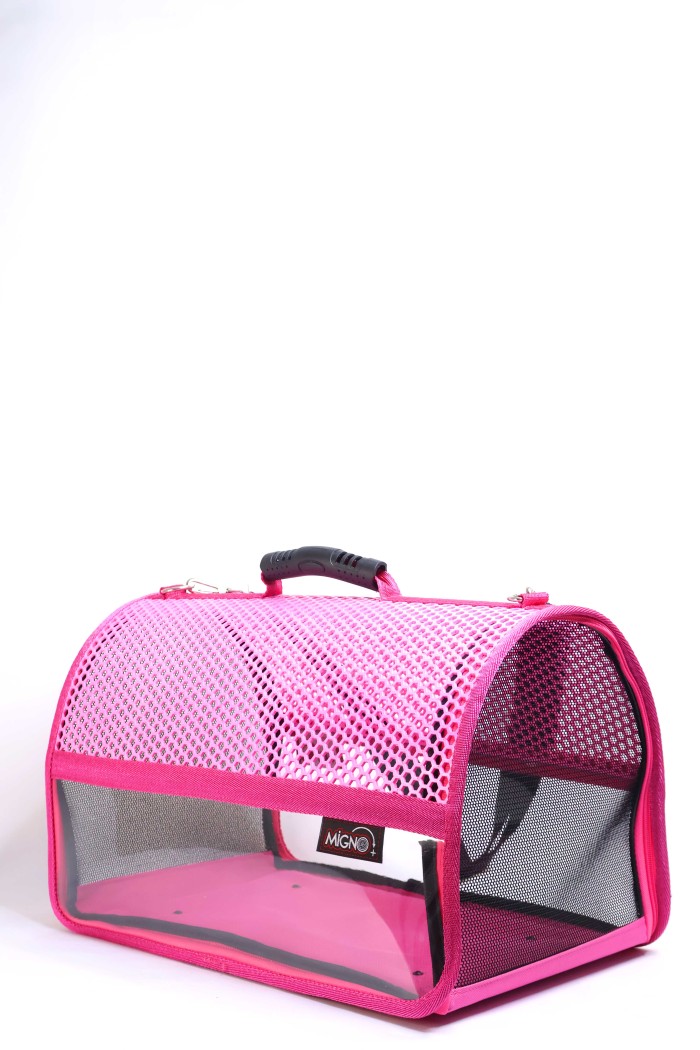 2a0077a6cba0079f8617f88e654b3f0a.jpg MİGNO FLYBAG Voyager Fileli-Şeffaf Model Kedi Köpek Taşıma Çantaları - Pembe - Görsel 1