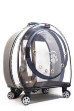 MİGNO Jumbo Model Kedi Köpek Taşıma Çantası Şeffaf Fileli Gri