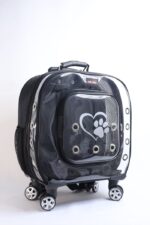 MİGNO Prestige Model Fileli-Şeffaf Kedi Köpek Taşıma Çantaları Büyük - Siyah