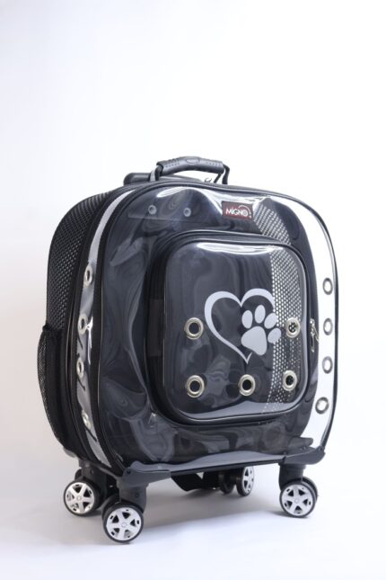 MİGNO Prestige Model Fileli-Şeffaf Kedi Köpek Taşıma Çantaları Büyük - Siyah