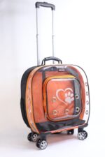 MİGNO Prestige Model Fileli-Şeffaf Kedi Köpek Taşıma Çantaları Büyük - Turuncu - Görsel 2