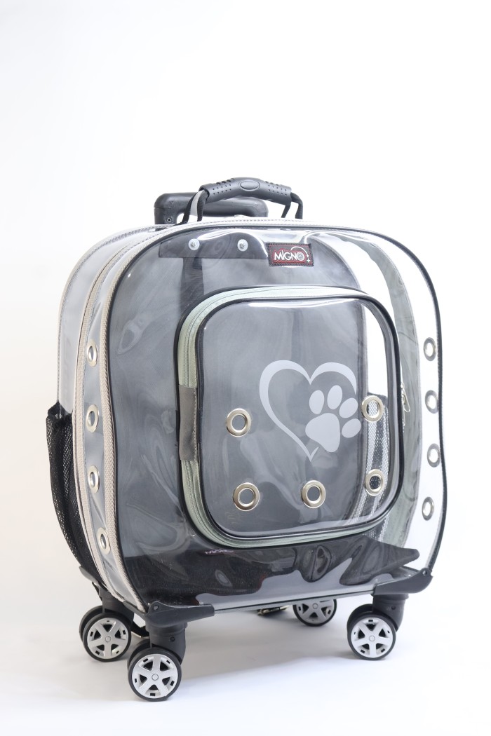 48fdbf4291c734a4e49bba2c8de938fb.jpg MİGNO Prestige Model Şeffaf Kedi Köpek Taşıma Çantaları Küçük - Gri - Görsel 1
