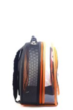 MİGNO Astronot Model Kedi Köpek Taşıma Çantası Şeffaf Fileli Siyah Turuncu - Görsel 3