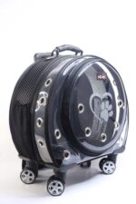 MİGNO Space Model Kedi Köpek Taşıma Çantası Fileli Şeffaf Siyah - Görsel 2