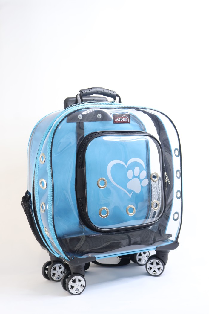 54753dfc33ddd7edab57e7ee02357603.jpg MİGNO Prestige Model Şeffaf Kedi Köpek Taşıma Çantaları Büyük - Turkuaz - Görsel 1