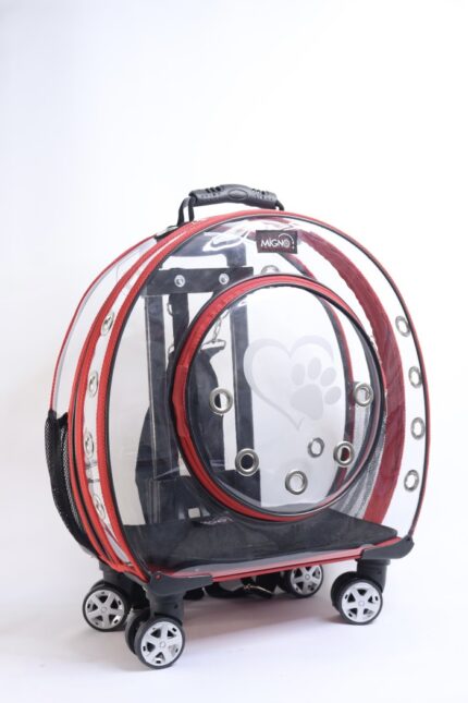 MİGNO Küçük Şeffaf Model Kedi Köpek Taşıma Çantası Kırmızı