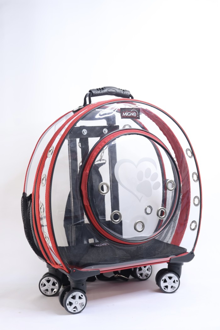 5cb4382f139479e7a7e0da2b001cf623.jpg MİGNO Küçük Şeffaf Model Kedi Köpek Taşıma Çantası Kırmızı - Görsel 1