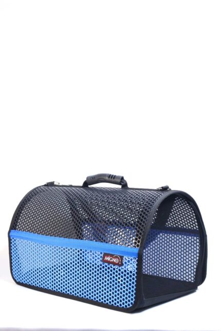 MİGNO FLYBAG Voyager Fileli Model Kedi Köpek Taşıma Çantaları - Mavi-Siyah