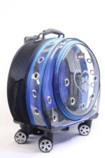 MİGNO Space Model Kedi Köpek Taşıma Çantası Fileli Şeffaf Mavi - Görsel 2