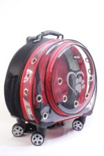 MİGNO Space Model Kedi Köpek Taşıma Çantası Fileli Şeffaf Kırmızı - Görsel 2