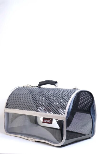 MİGNO FLYBAG Voyager Fileli-Şeffaf Model Kedi Köpek Taşıma Çantaları - Gri