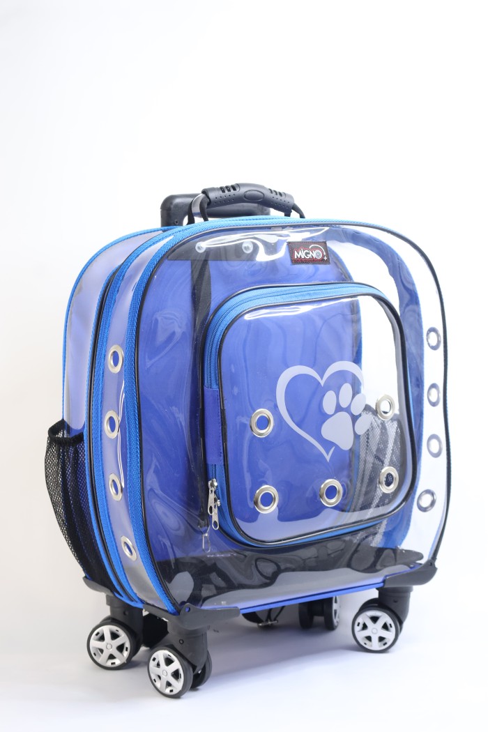 7b9238115055ed77d5b2245b2ca33902.jpg MİGNO Prestige Model Şeffaf Kedi Köpek Taşıma Çantaları Küçük - Mavi - Görsel 1