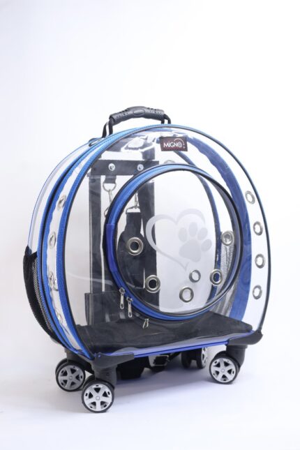 MİGNO Büyük Şeffaf Model Kedi Köpek Taşıma Çantası Mavi