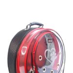 MİGNO Astronot Model Kedi Köpek Taşıma Çantası Şeffaf Fileli Siyah Kırmızı