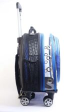 MİGNO Space Model Kedi Köpek Taşıma Çantası Fileli Şeffaf Mavi - Görsel 3