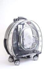 MİGNO Büyük Şeffaf - Fileli Model Kedi Köpek Taşıma Çantası Gri