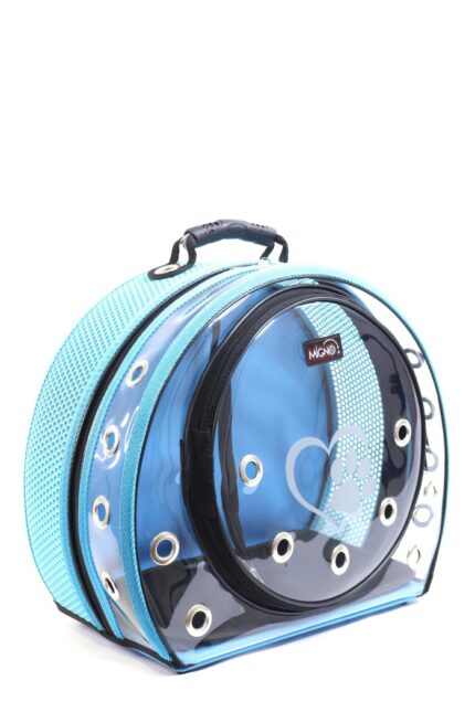 MİGNO Astronot Model Kedi Köpek Taşıma Çantası Şeffaf Fileli Turkuaz