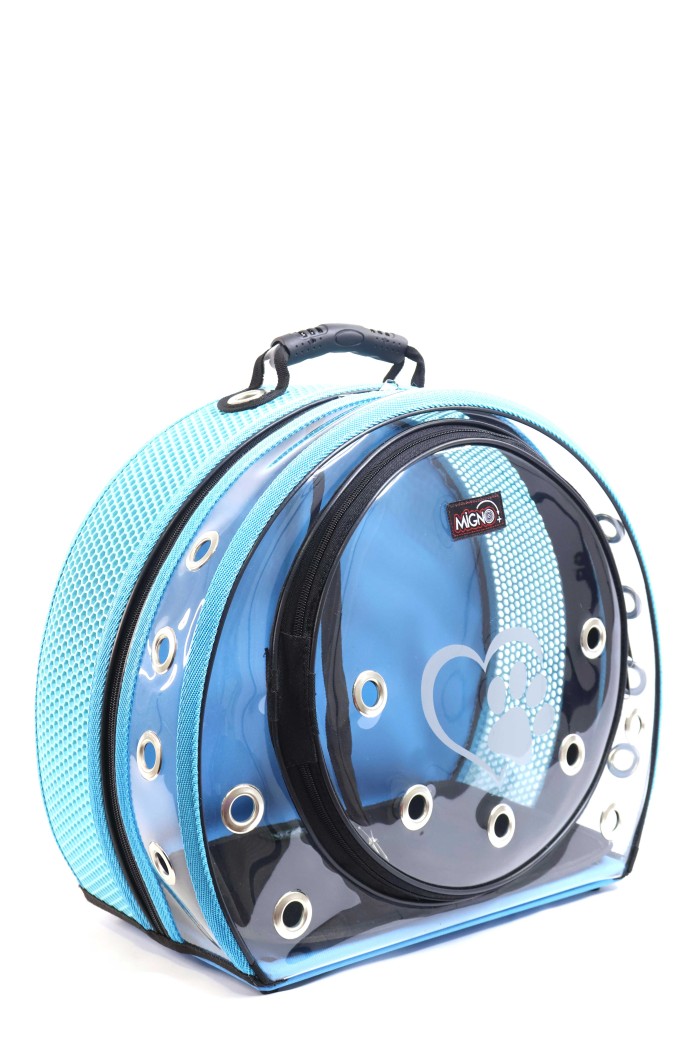 9e06e5e1f0080018f89c5022aeb560c8.jpg MİGNO Astronot Model Kedi Köpek Taşıma Çantası Şeffaf Fileli Turkuaz - Görsel 1