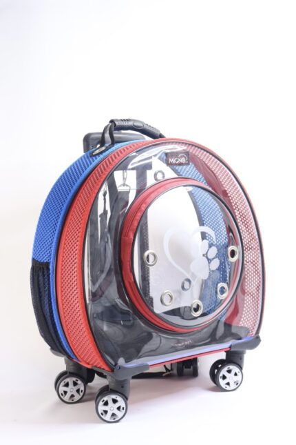 MİGNO Büyük Fileli Model Kedi Köpek Taşıma Çantası Kırmızı - Mavi