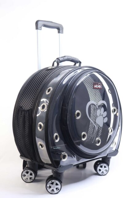 MİGNO Space Model Kedi Köpek Taşıma Çantası Fileli Şeffaf Siyah