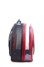 MİGNO Astronot Model Kedi Köpek Taşıma Çantası Şeffaf Fileli Siyah Kırmızı - Görsel 3